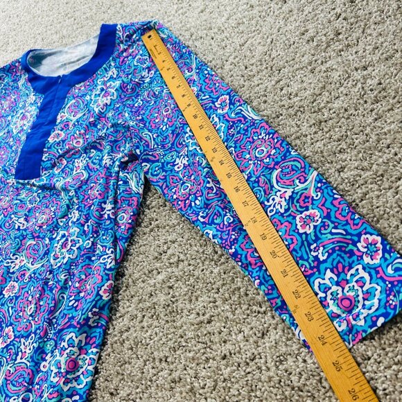 Coolibar Shoreline Swim Cover-Up Dress 3X Blue UPF 50+ Zip Pockets Long Sleeve - Picture 4 of 9